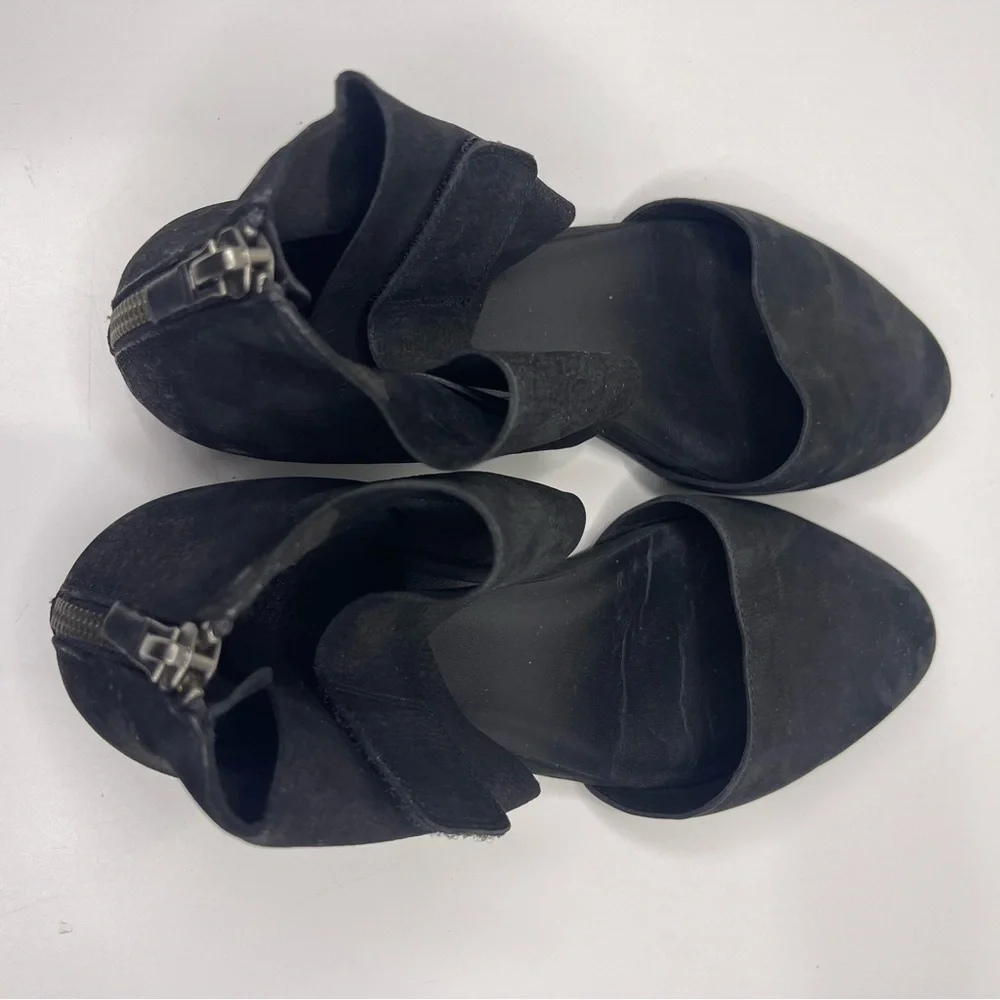 Eileen Fisher Women’s 7.5 Black Tumbled Nubuck‎ Suede Pointed Toe Strap Shoes